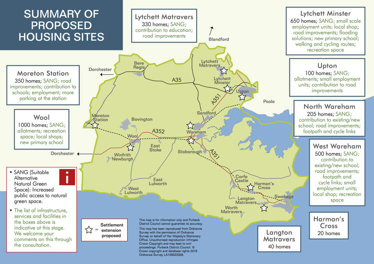 Summary map of proposed housing sits for local plan