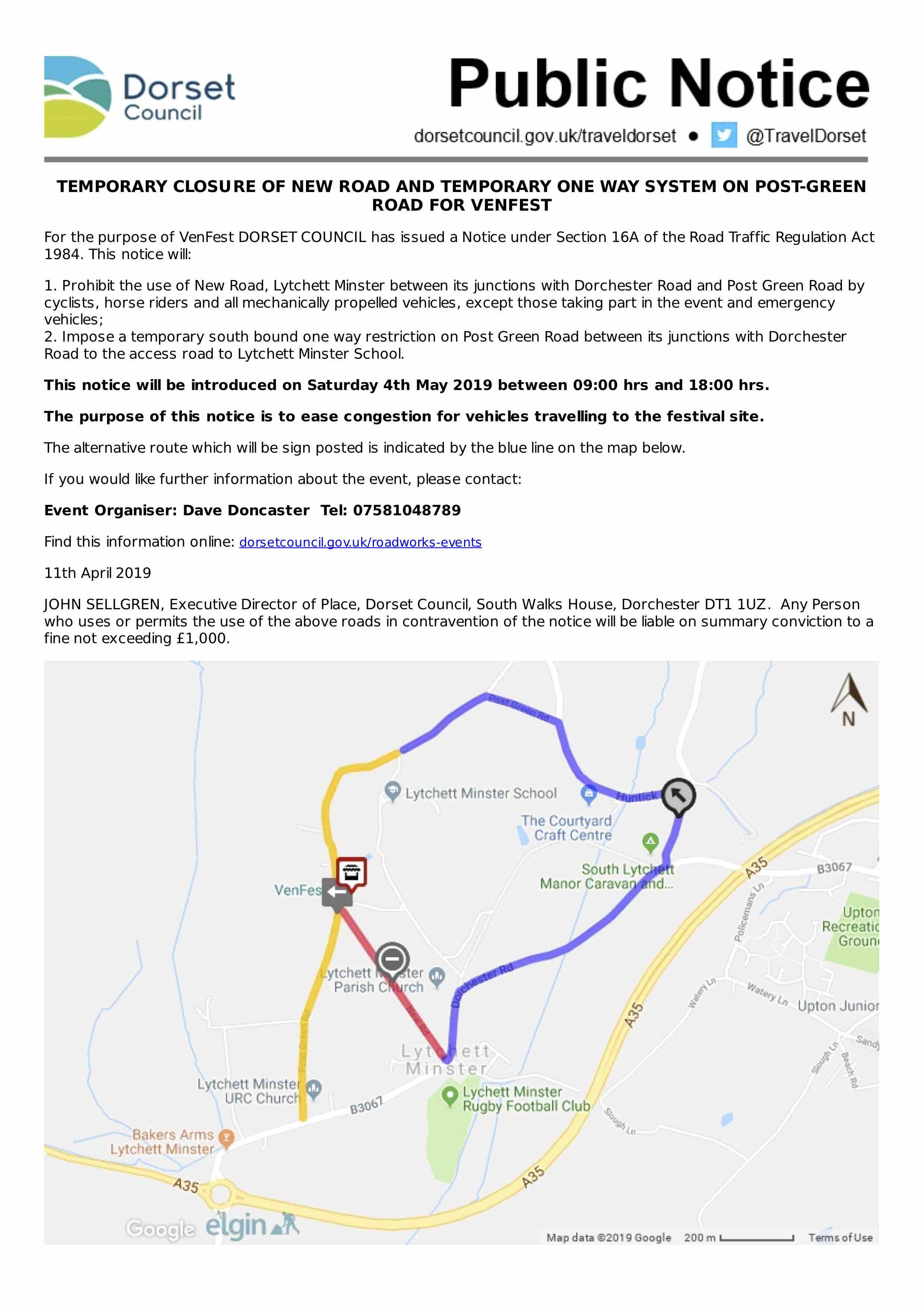 Post Green Road Closure for Venfest