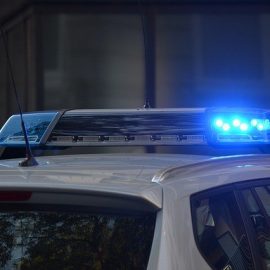 Photo of blue lights on a police car
