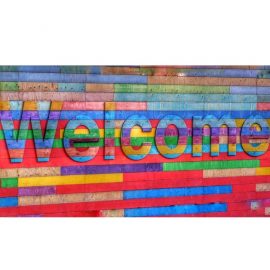 Colourful welcome message